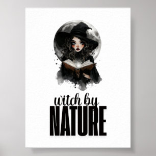 Poster Conception de sorcière gothique pleine lune de la