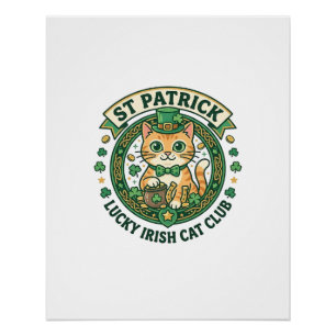 Poster Conception de T-shirt de chat irlandais chanceux d