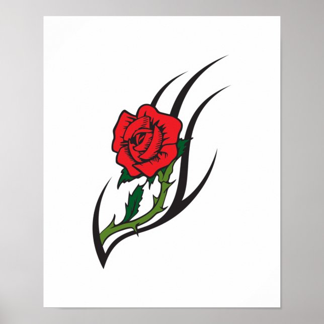 Poster Conception de tatouage de rose (Devant)