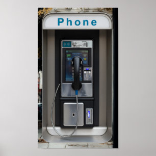 Poster Conception de téléphone public rétro, Art de cabin