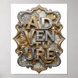 Poster Conception de texte AVENTURE argentée Snappy