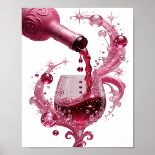 Poster Conception de texte de VIN ROSE argenté audacieuse