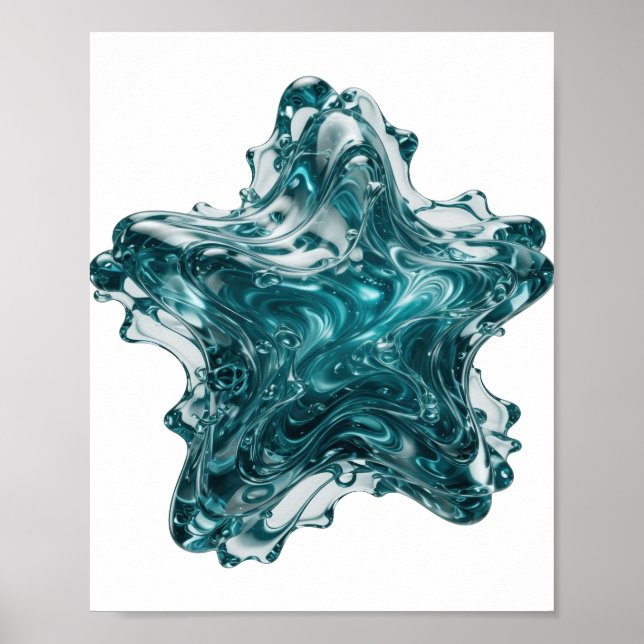 Poster Conception de texte étoile bleue argentée accroche (Devant)