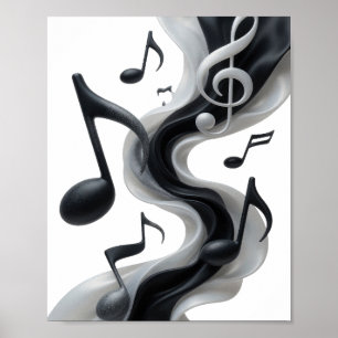 Poster Conception de texte MUSIC IN MOTION argentée spiri