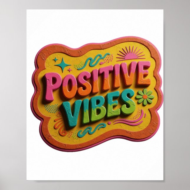 Poster Conception de texte POSITIF VIBES Rose Clair (Devant)