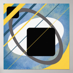 Poster Conception de toile géométrique jaune bleu AP0011 