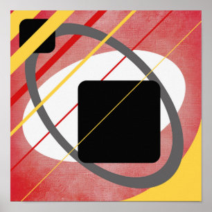 Poster Conception de toile géométrique jaune et rouge AP0