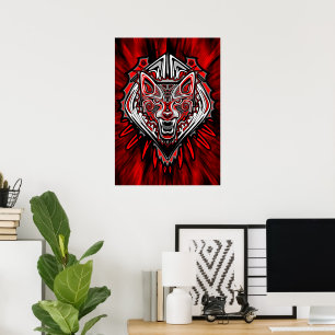 Poster Conception de totem tribal Haida de loup