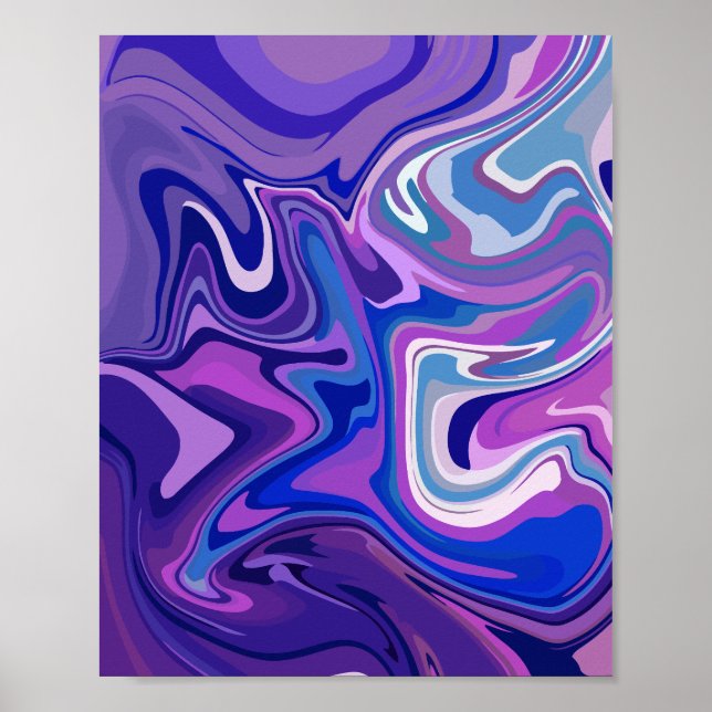 Poster Conception de tourbillon violet et bleu abstrait  (Devant)