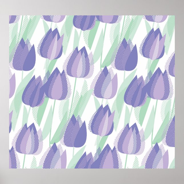 Poster Conception de tulipe : violet clair floral. (Devant)