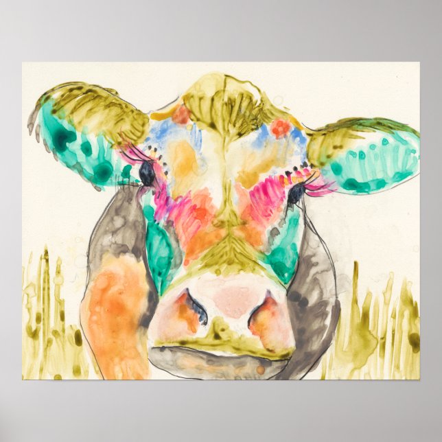 Poster Conception de vache colorée (Devant)