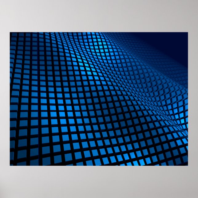 Poster Conception de vague abstraite bleue (Devant)