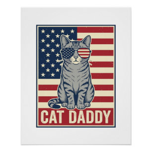 Poster Conception de vecteur de chat patriotique Cat Dadd
