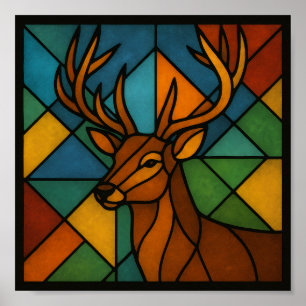 Poster Conception de verre teinté de style Tiffany Cerf V