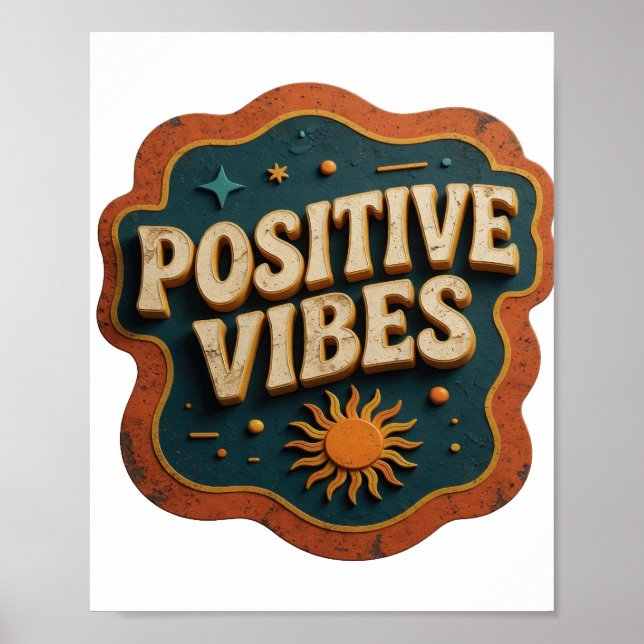 Poster Conception de VIBES POSITIVES Orange tendance (Devant)