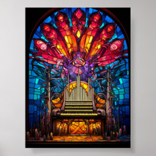 Poster Conception de vitrail de tuyauterie d'orgue Art No