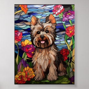 Poster Conception de vitrail de Yorkshire Terrier