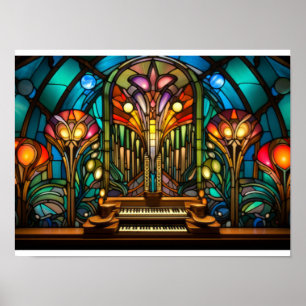 Poster Conception de vitrail d'orgue à tuyaux Art Nouveau