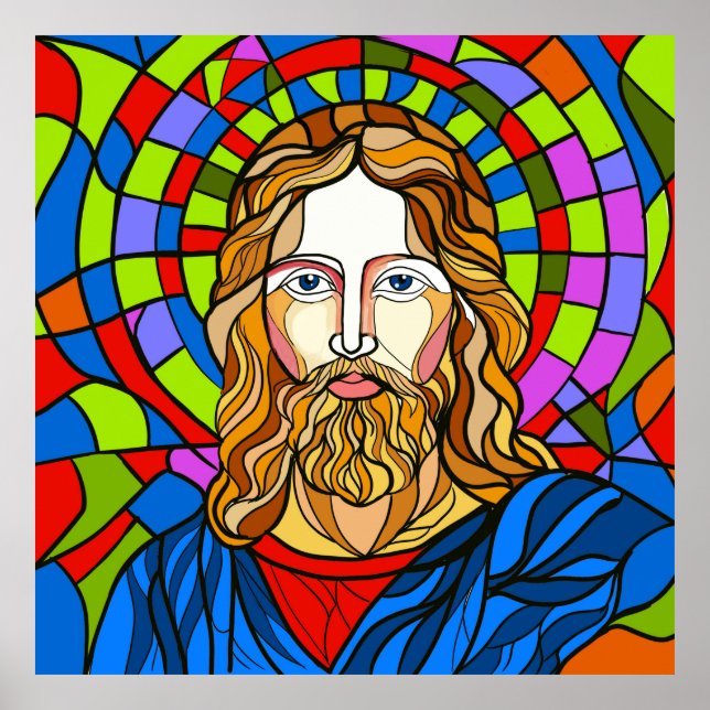 Poster conception de vitrail saint procreate dessin à la  (Devant)