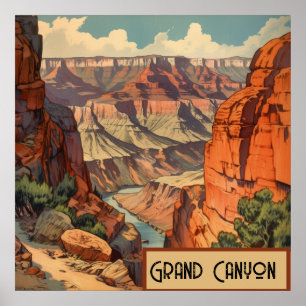 Poster Conception de voyage rétro Grand Canyon