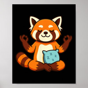 Poster Conception de yoga zen méditation Panda roux