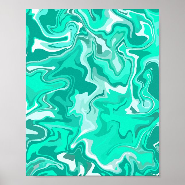 Poster Conception d'effet de marbre vert abstrait (Devant)