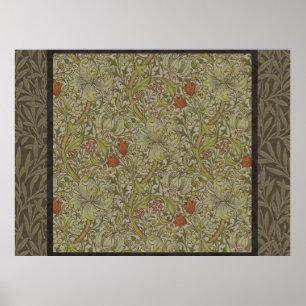 Poster Conception d'impression d'art floral de lys de sau