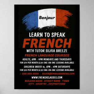 Poster Conception Drapeau Français, Cours de Français