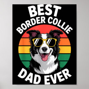 Poster Conception drôle de Border Collie pour hommes Papa