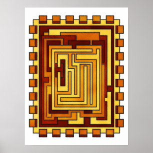 Poster Conception du Motif de Mazout de tonus géométrique