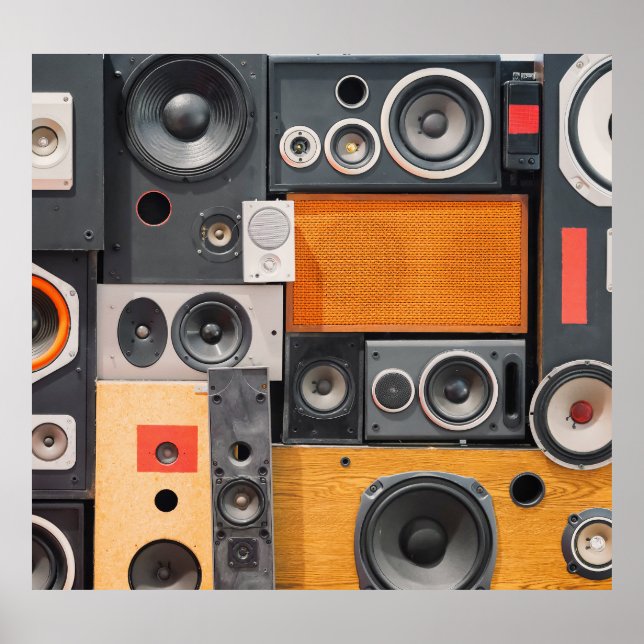 Poster Conception du mur du haut-parleur de musique rétro (Devant)