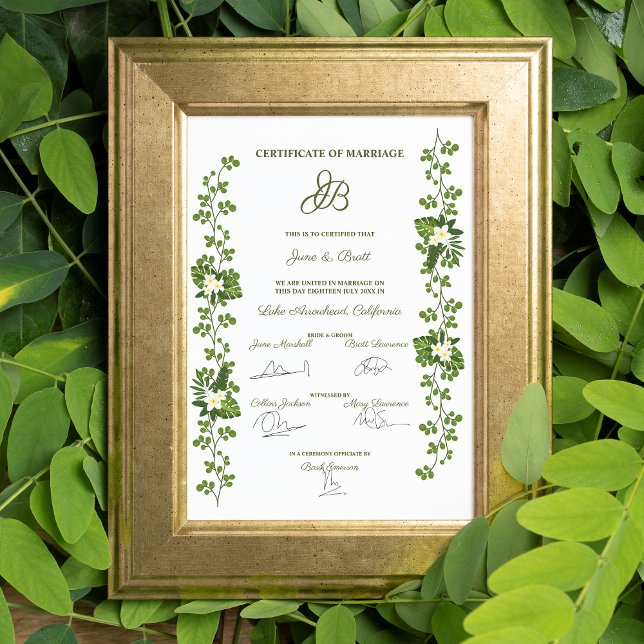 Poster Conception d'un certificat de mariage avec des Feu (Créateur téléchargé)