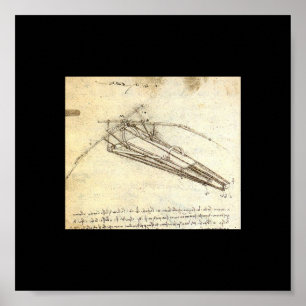 Poster Conception d'une machine volante par Leonardo Da V