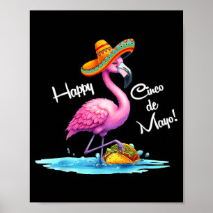 Poster Conception flamant joyeux cinco de mayo avec taco 