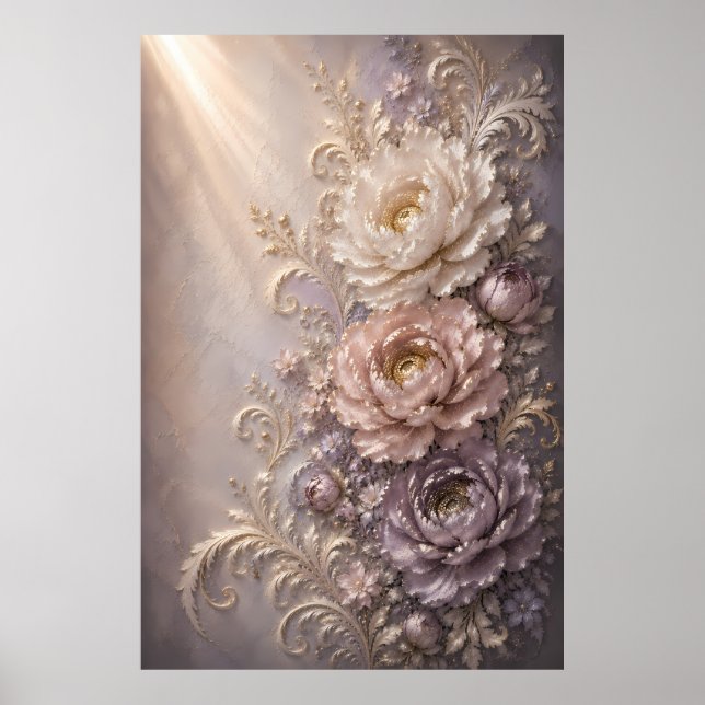 Poster Conception florale Elegant Frost Bloom | Gaufrage  (Devant)