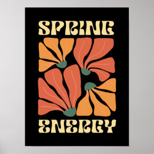 Poster Conception Florale Rétro Énergie de Printemps   Ab