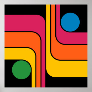 Poster Conception géométrique de style rétro années 70 Mo
