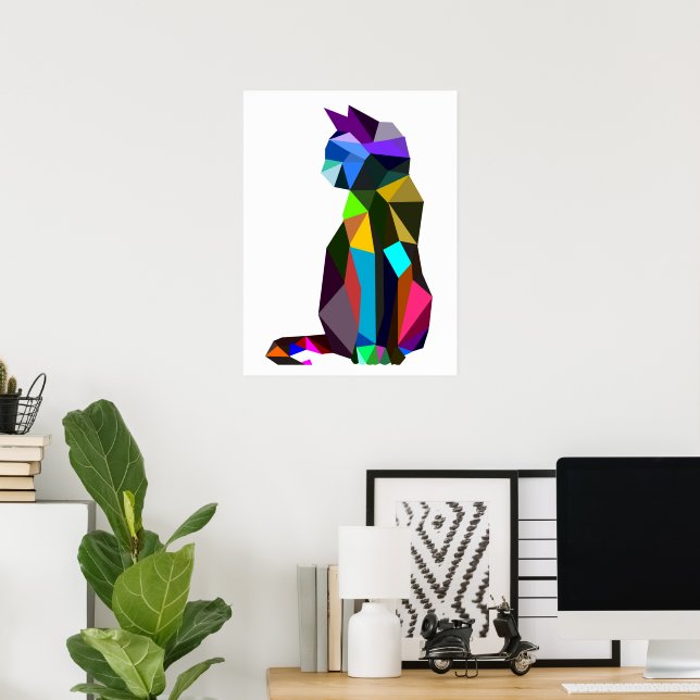 Poster Conception géométrique des chats WPAP | Imprimable (Bureau à domicile)