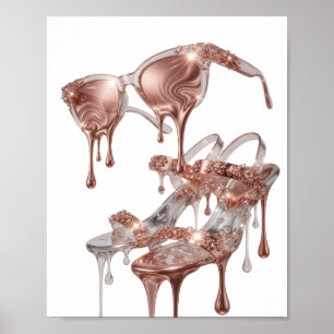 Poster Conception GLAMOUR OR ROSE Or chic