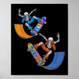 Poster Conception Graphique De Skateboard Squelette Vinta