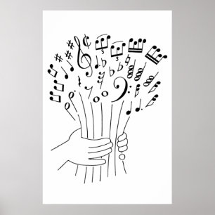Poster Conception graphique : fleurs des notes musicales