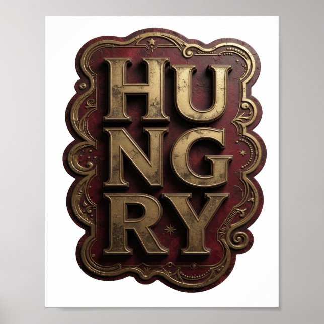 Poster Conception graphique HUNGRY Witty Gold (Devant)