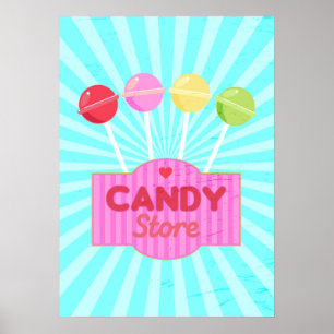 Poster Conception graphique Retro Candy Store Pastel Loll