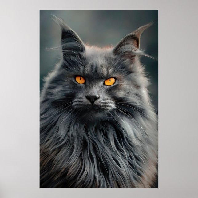 Poster Conception majestueuse de portraits de chats long- (Devant)