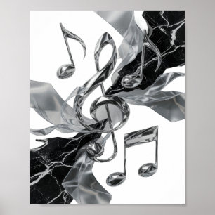 Poster Conception personnalisée MUSIC IN MOTION en argent