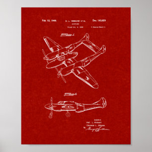 Poster Conception Pour Un Brevet D'Avion - Rouge Bourgogn