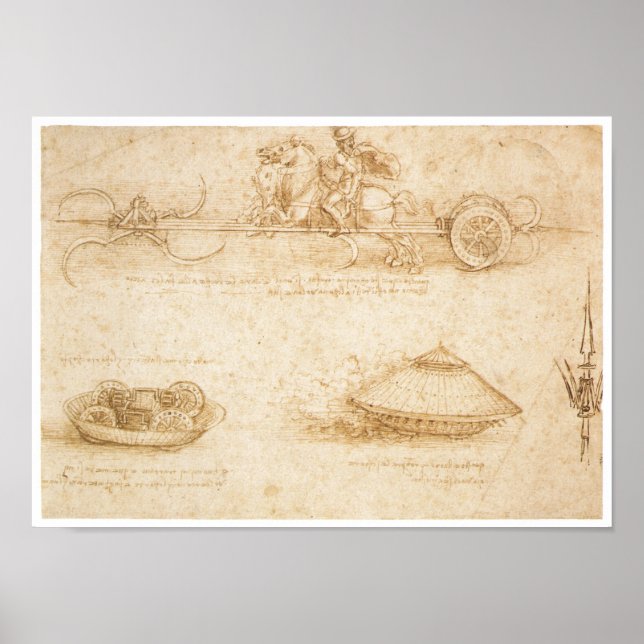 Poster Conception pour une voiture blindée, Leonardo da V (Devant)