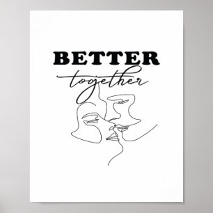 Poster Conception romantique de baisers ensemble 