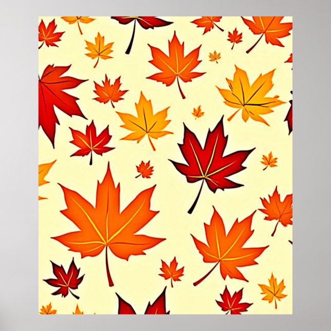 Poster Conception sans couture de feuillage d'automne (Devant)