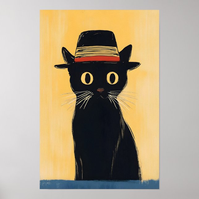 Poster Conception simple de chat noir mignon (Devant)